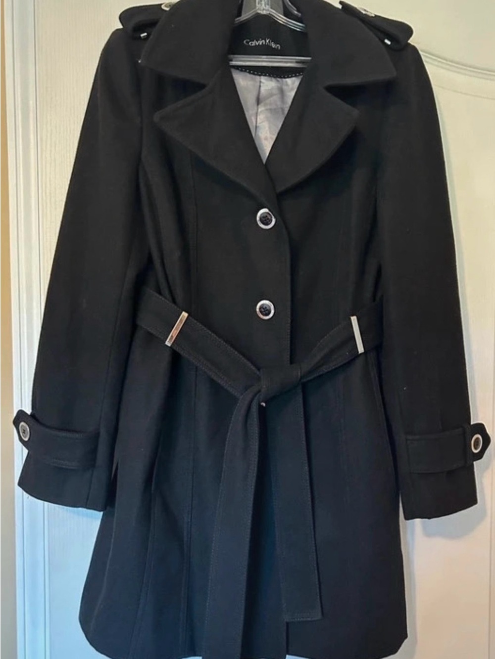 Calvin Klein Black Belted Trench Coat